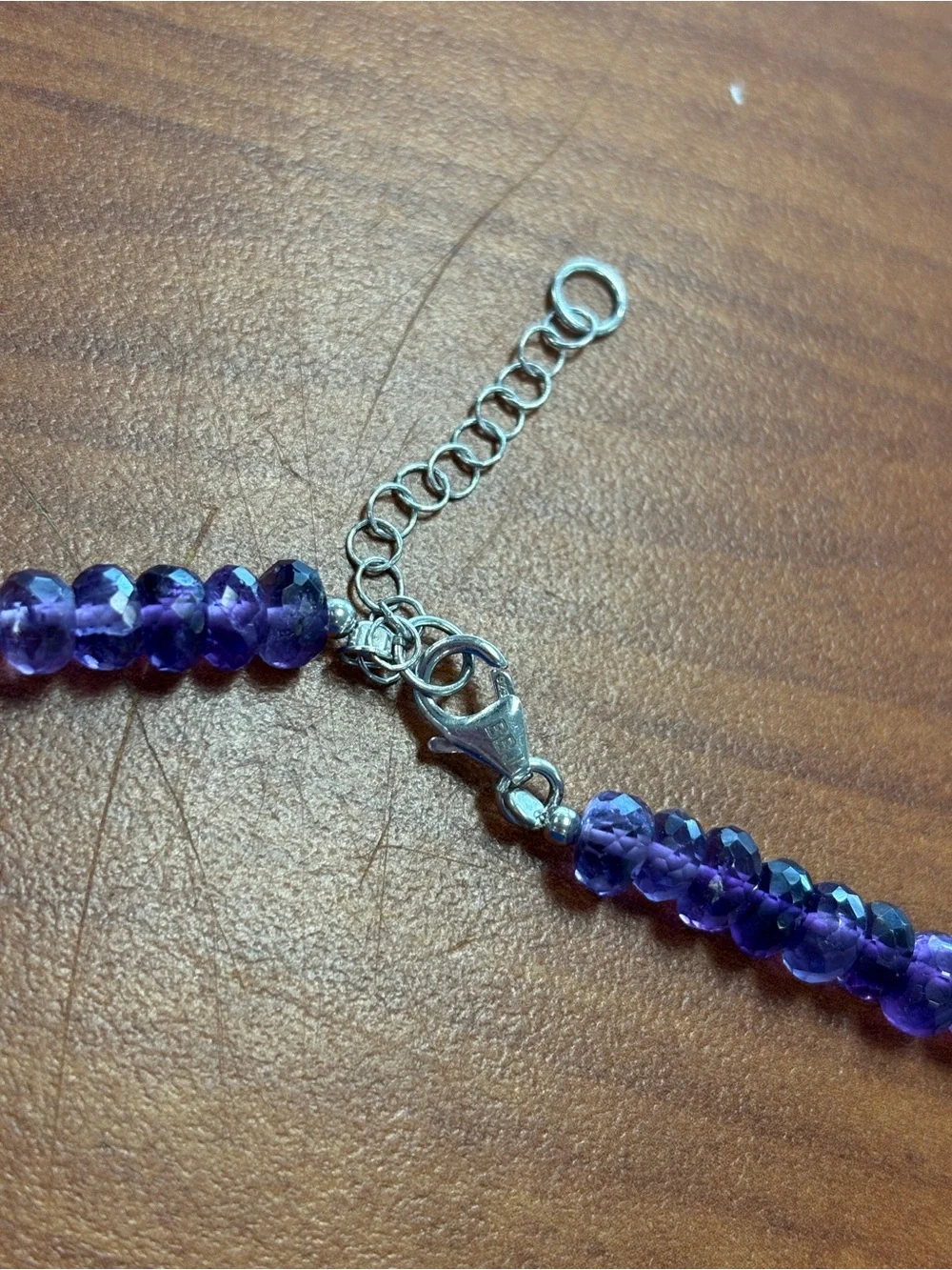 925 BBJ Signed Sterling Silver Amethyst Beaded Necklace